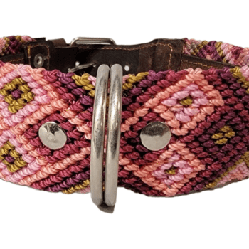 Leash and Collar Set M 20″ Pink and Brown