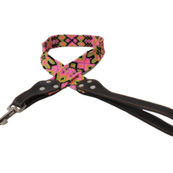 Hand Braided Leash  Pink and Green