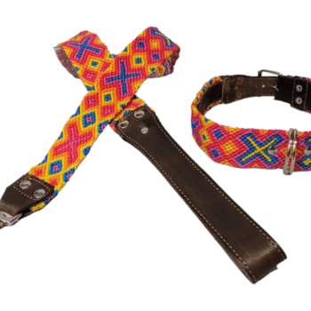 Leash and Collar Set L 24″ Red and Yellow