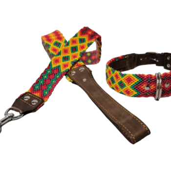 Leash and Collar Set L 24″ Red and Yellow