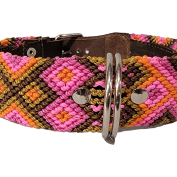 Leash and Collar Set M 20″ Pink and Orange