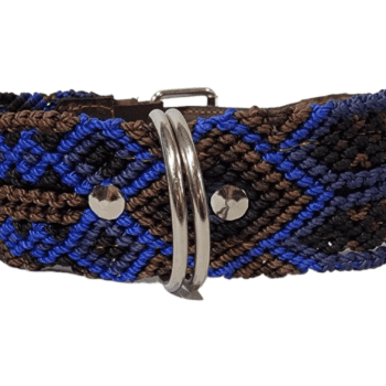 Leash and Collar Set M 20″ Blue and Brown