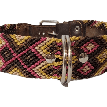 Leash and Collar Set M 20″ Pink and Brown