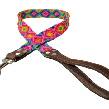 Hand Braided Leash Pink and Yellow