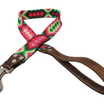 Hand Braided Leash Pink and Green