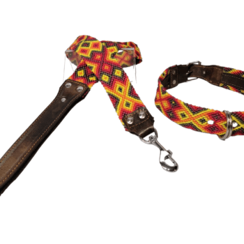 Leash and Collar Set L 24″ Red and Yellow